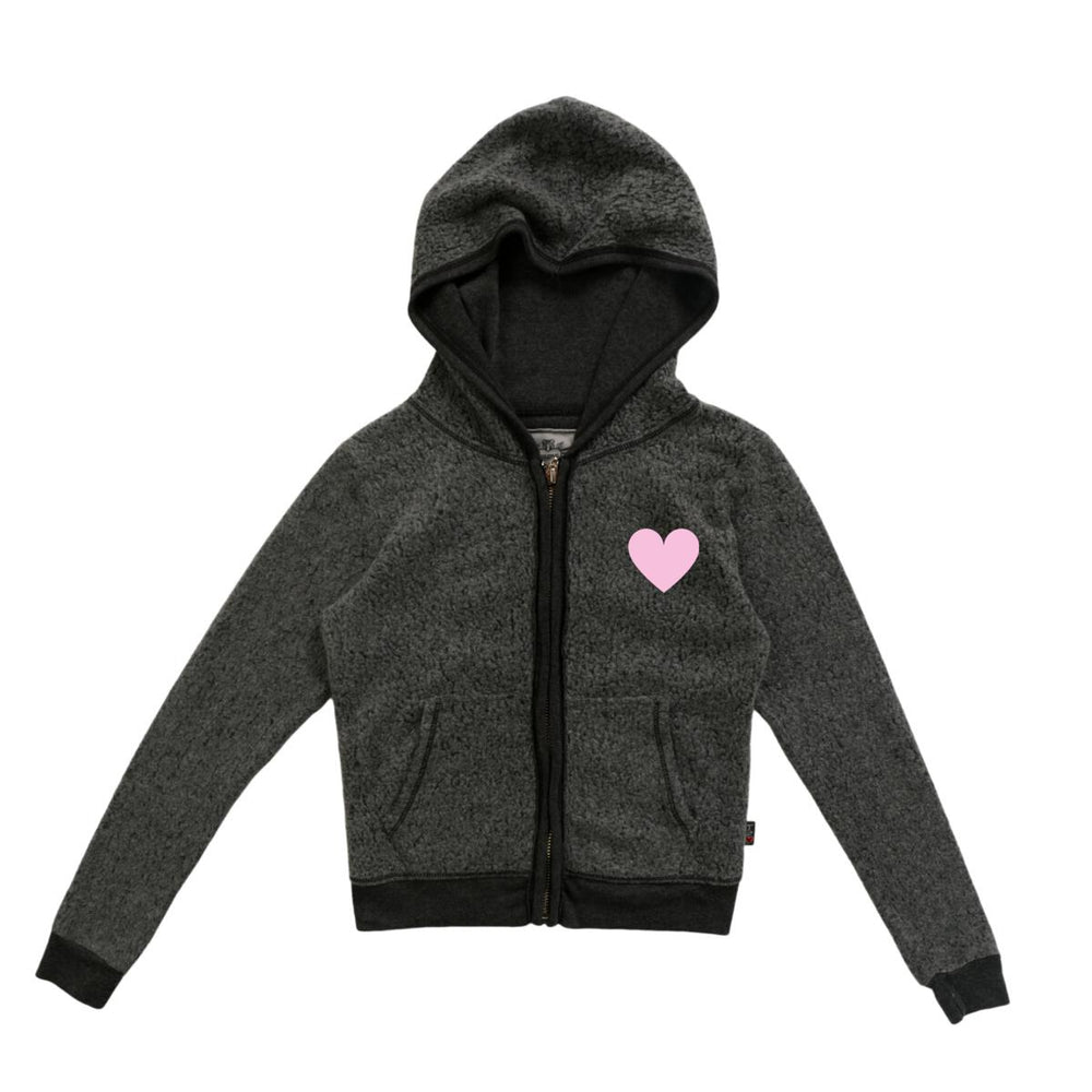 T2 Love Black Hooded Fleece Sweatshirt w/Pink Heart