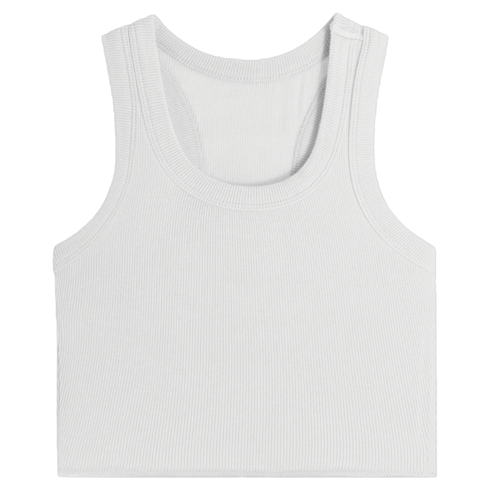 White Seamless Rib Racerback Tank