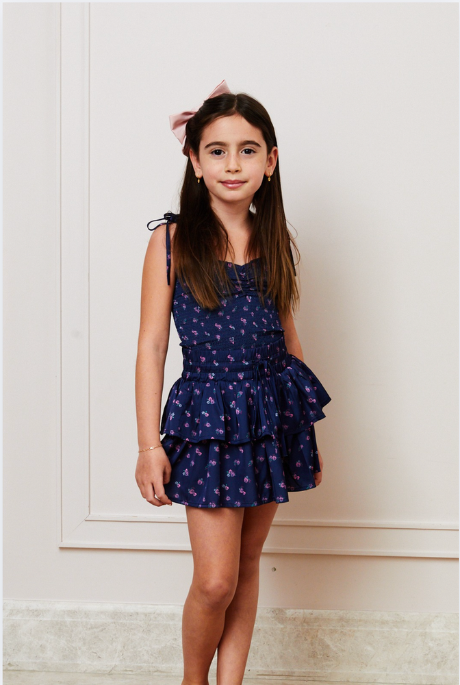 Theme Satin Navy Rose Skort