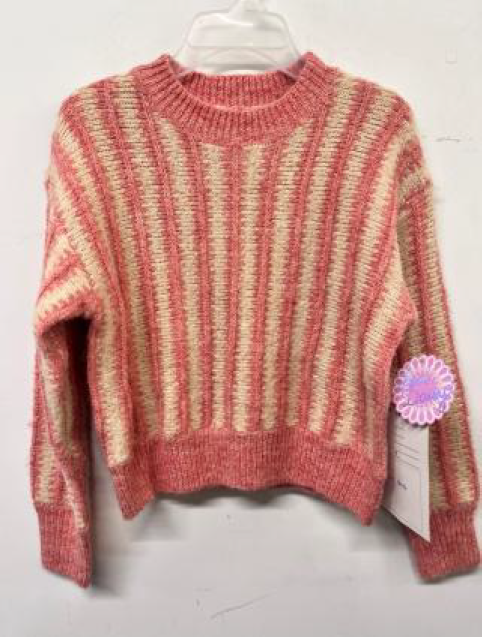 Pink & Beige Textured Stripe Sweater