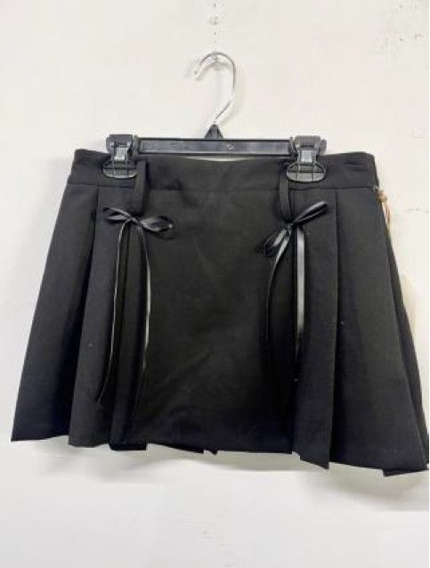 Black Pleated Mini Skort with Bows