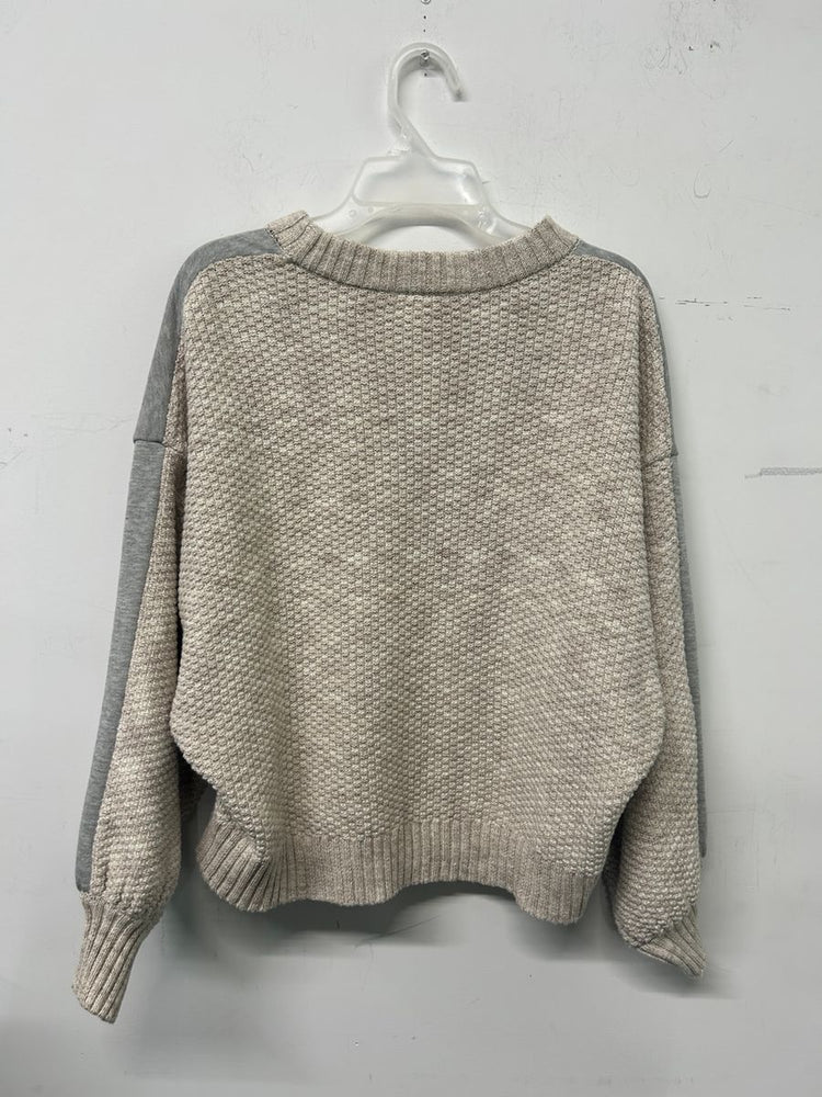 Grey & Natural Contrast Raglan Top