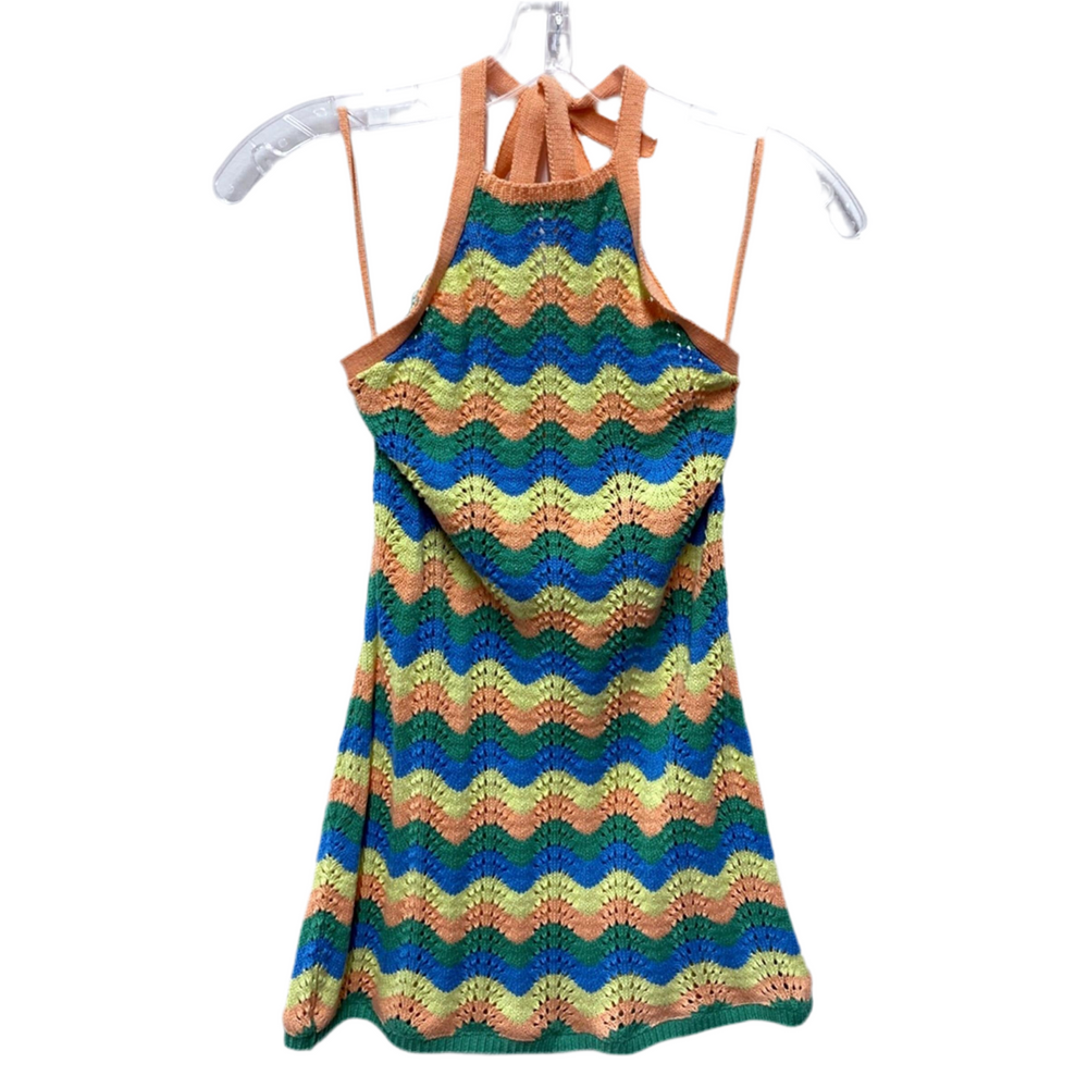 Peach Multi Zigzag Halter Coverup Dress