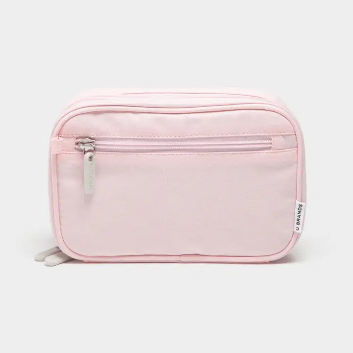 Pink Dual Zip Canvas Tech Pouch