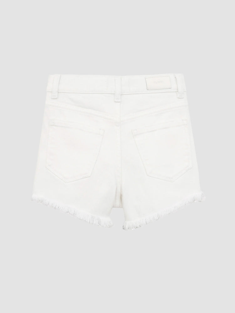 DL Lucy White Hi Rise Frayed Jean Shorts