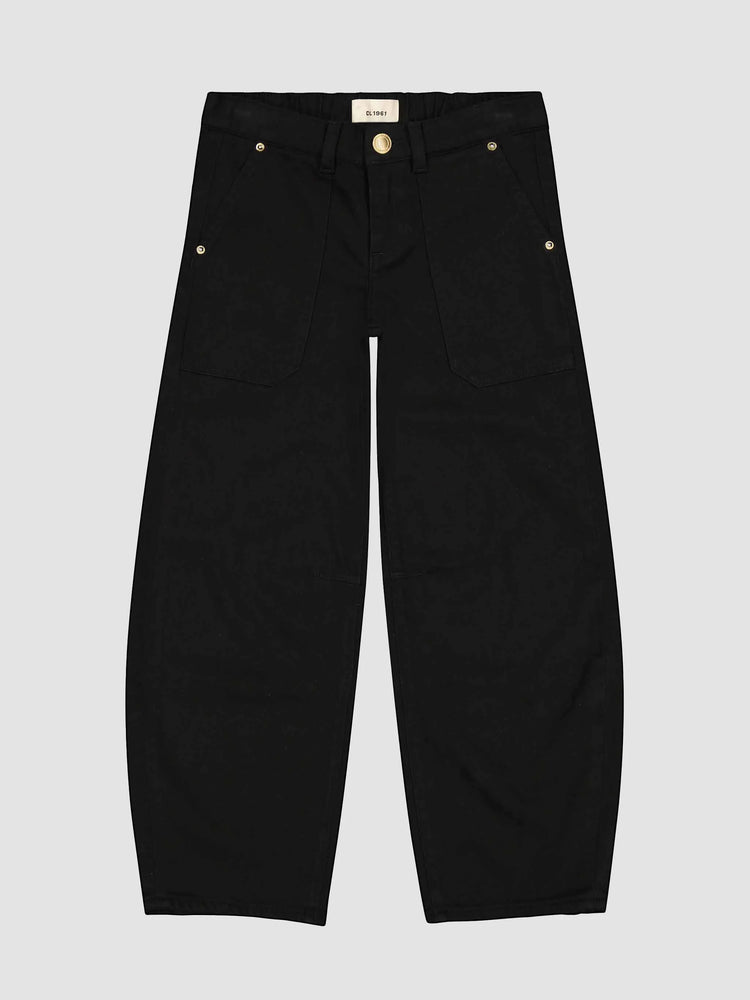 DL 1961 Lilia Black Twill Barrel Pull On Jeans