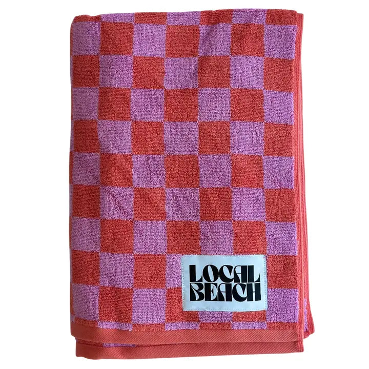 Coral/Lavender Plush Beach Towel