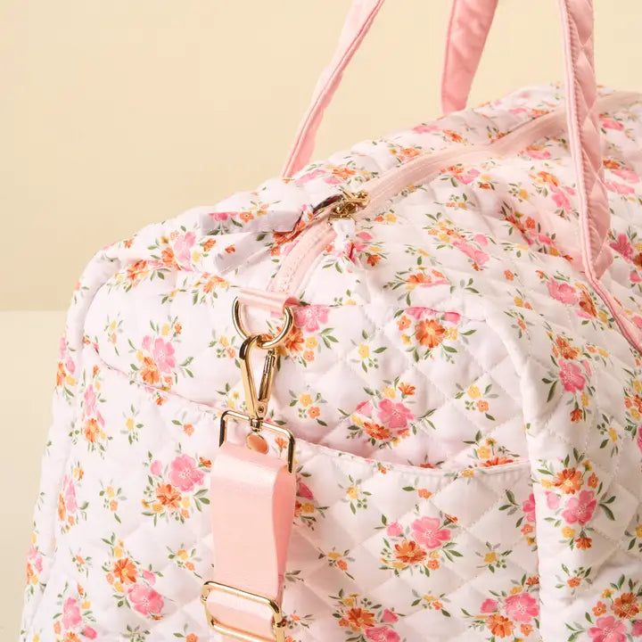 On the Go Daydream Cream Quilted Weekender Bag