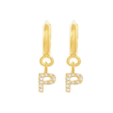 Caprice Pave Letter Huggie Earrings