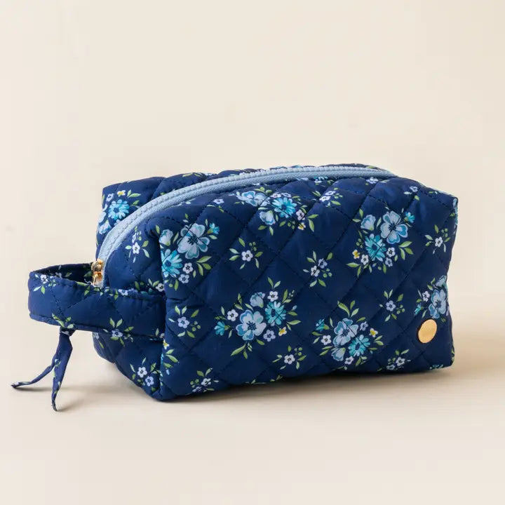 Essentials Quilted Cosmetic Pouch- Daydream Navy