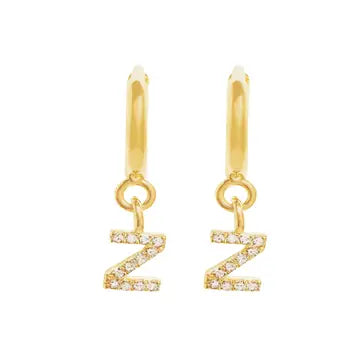 Caprice Pave Letter Huggie Earrings