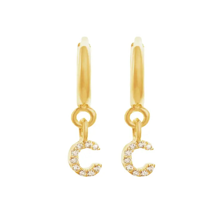 Caprice Pave Letter Huggie Earrings