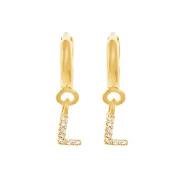 Caprice Pave Letter Huggie Earrings