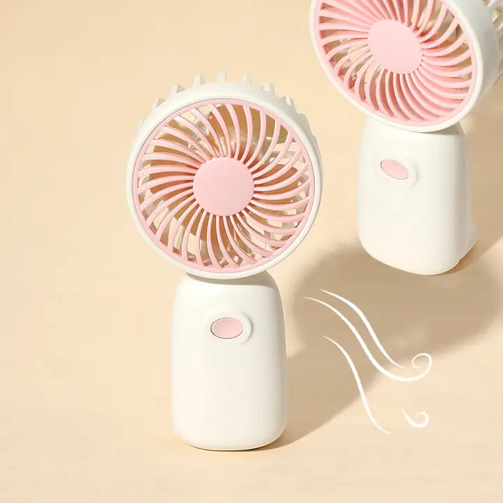 Pink & White Compact Portable Fan