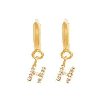 Caprice Pave Letter Huggie Earrings