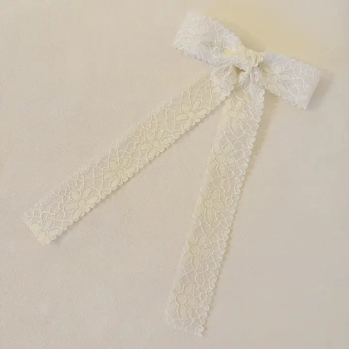 White Lace Belle Bow Hair Clip