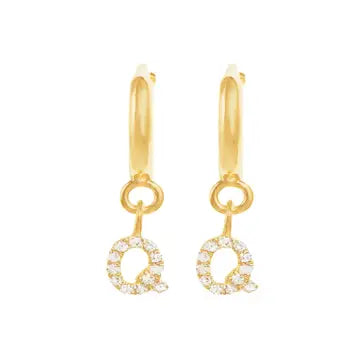 Caprice Pave Letter Huggie Earrings