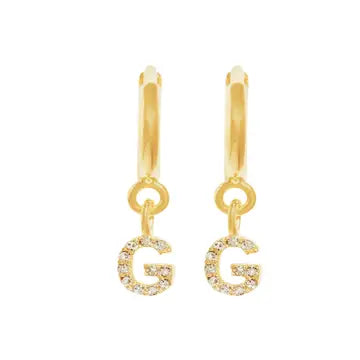 Caprice Pave Letter Huggie Earrings