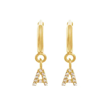 Caprice Pave Letter Huggie Earrings