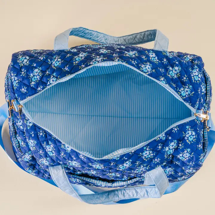 On the Go Quilted Weekender Bag Petal Daydream Navy