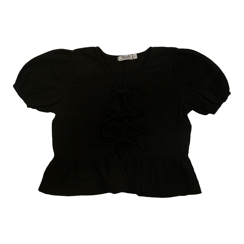 Puff Sleeve Bow Front Top