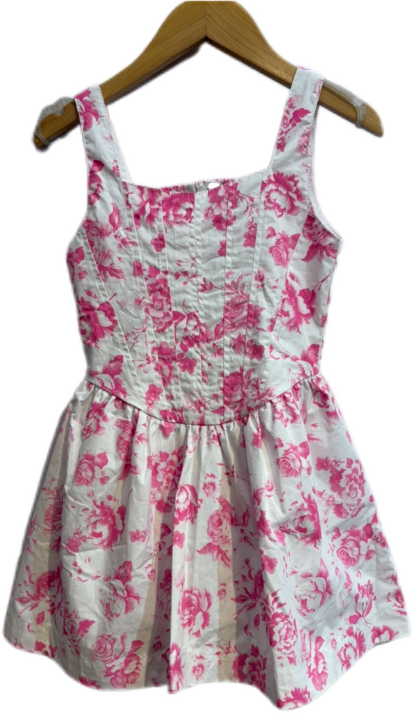 Flowers By Zoe Pink Flower Poplin Chiffon Dress