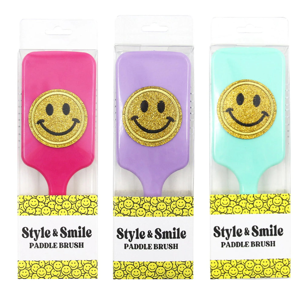 Varsity Glitter Smiley Face Brush