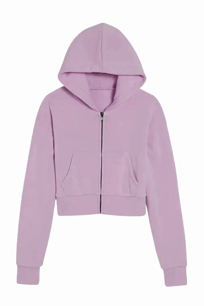 Dylan Mauve Crop Zip Hoodie