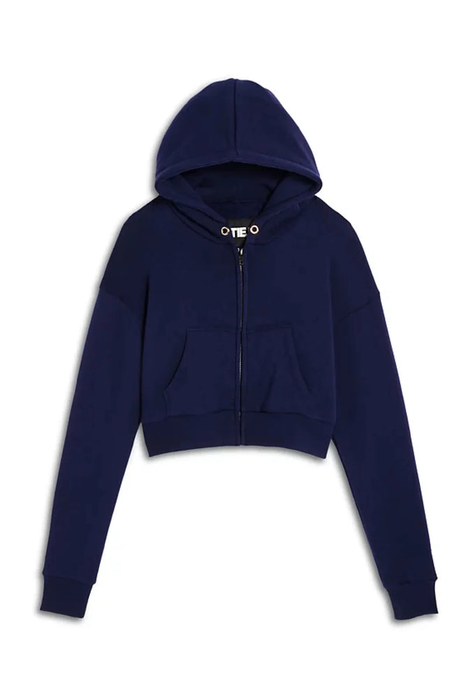 Dylan Evening Blue Crop Zip Hoodie