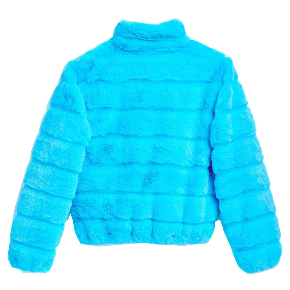 Tractr Aqua Blue Faux Fur Puffer Jacket