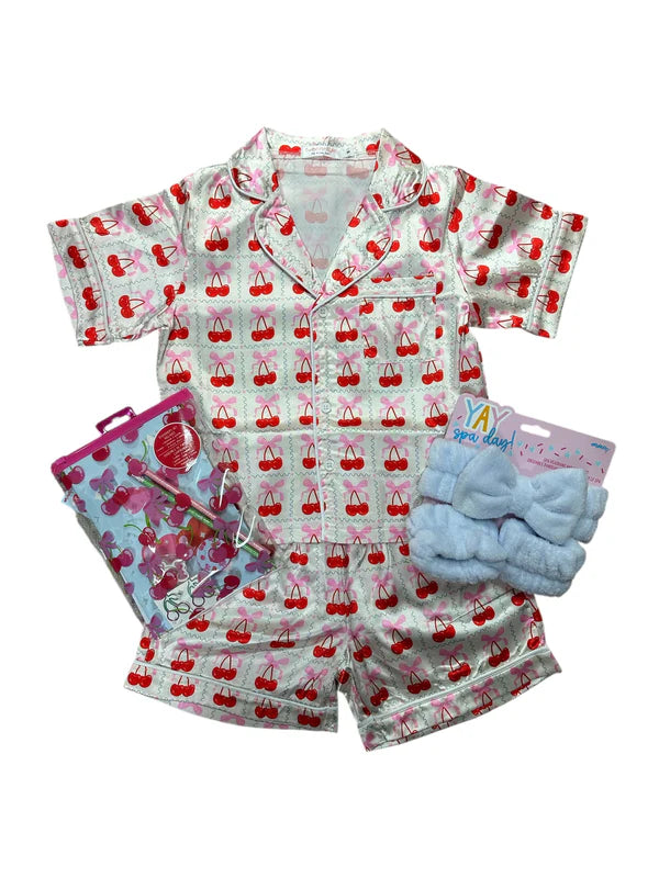 Satin Bow Cherries Lounge Set