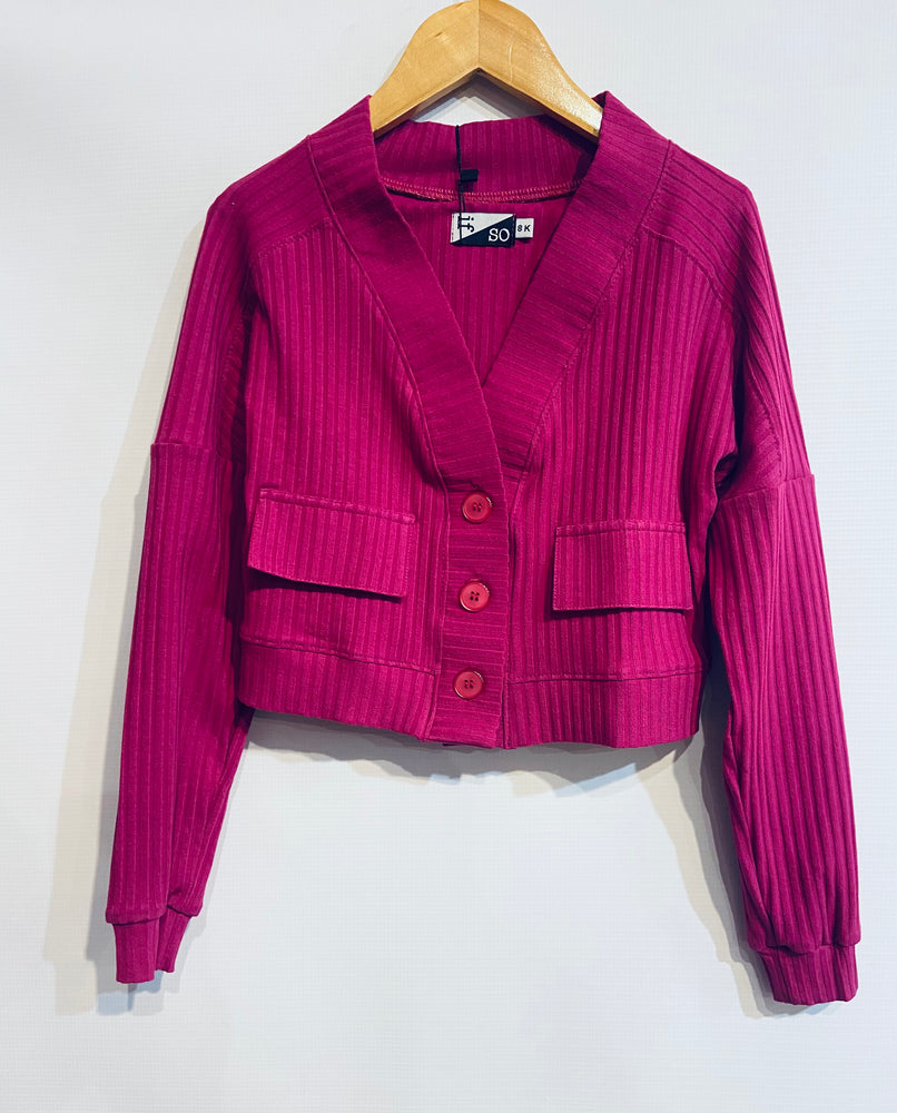 Fuschia Rib Cardigan