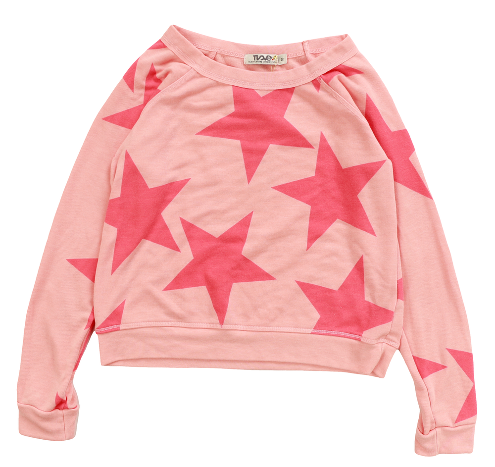 Raglan Sleeve Stars Crew Top