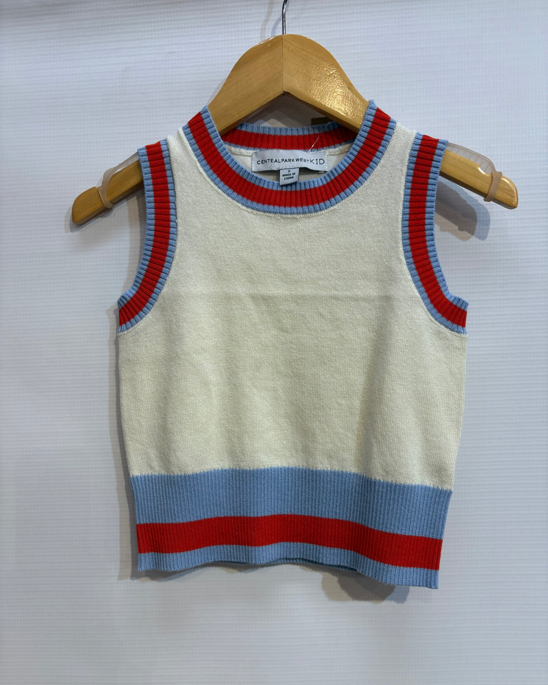 Central Park West Ivory Varsity Stripe Tank