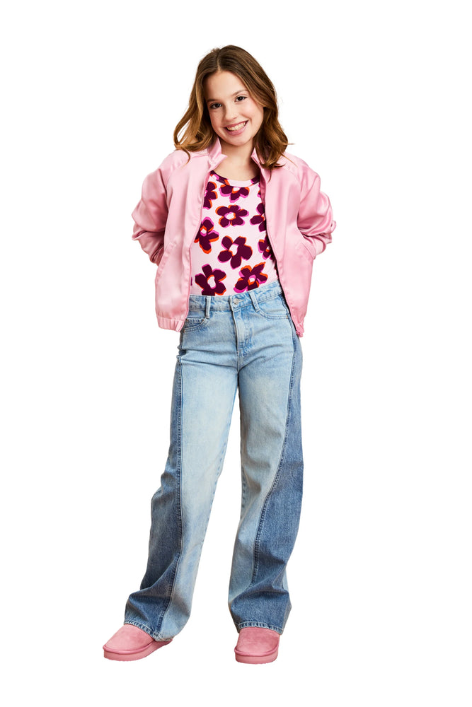 Tractr Two Tone Wide Leg Jeans