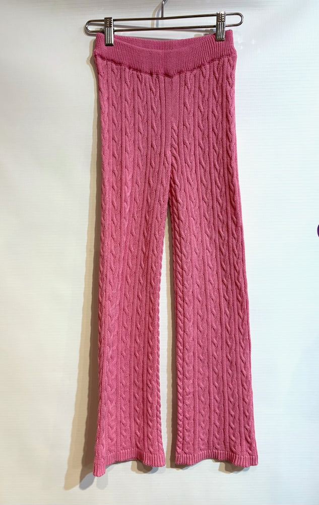 Pink Cable Knit Straight Leg Pant