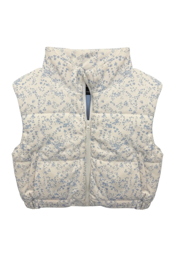 Katie J NYC Glacier Bloom Snowy Corduroy Puffer Vest