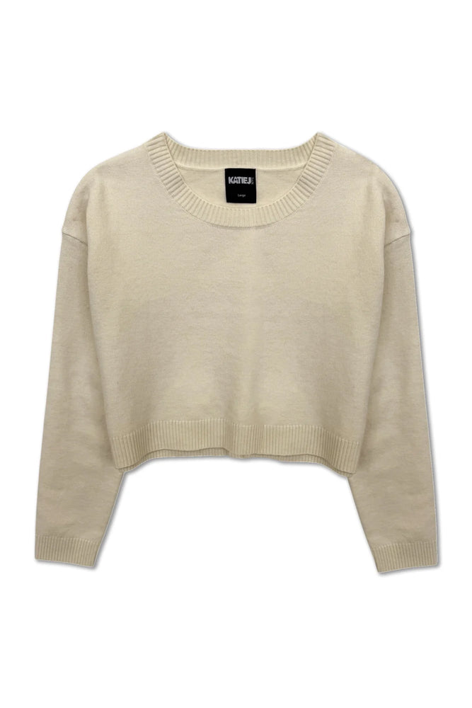 Marlena Cream Crop Crew Sweater