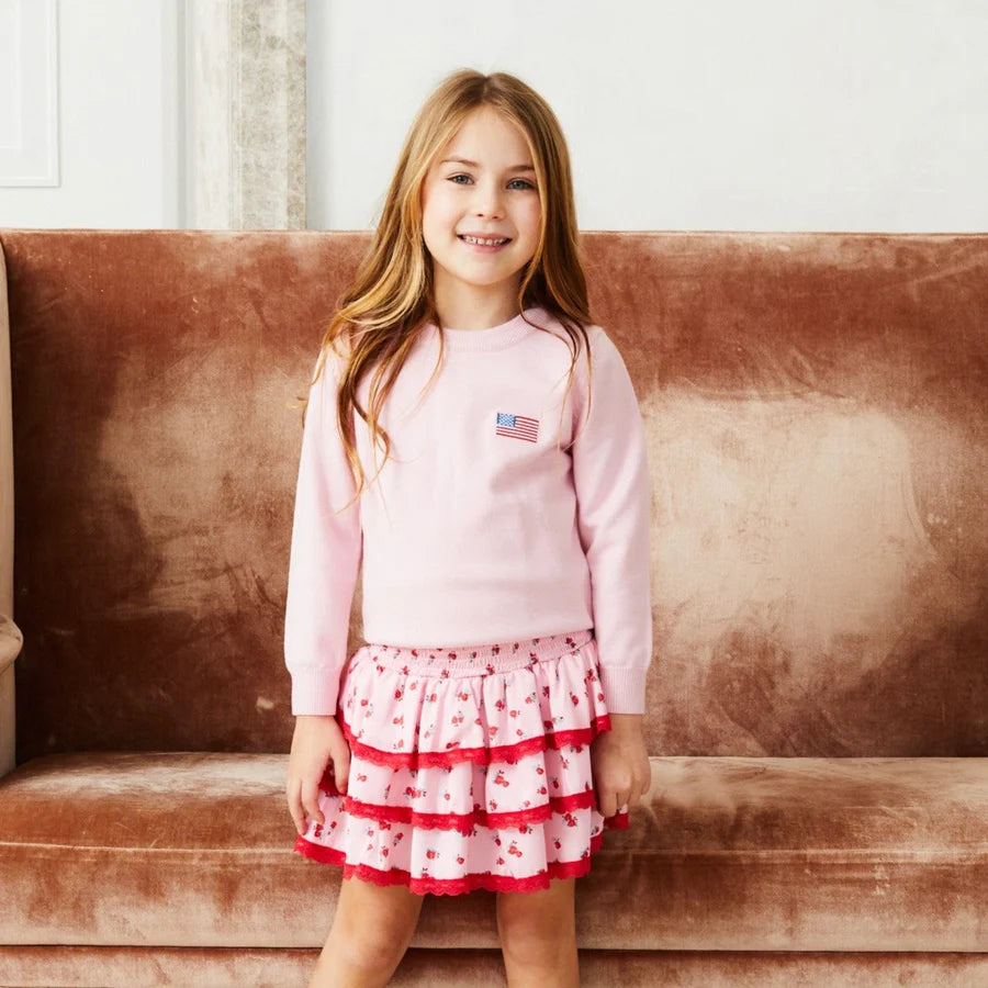 Tiegen American Flag Pink Sweater