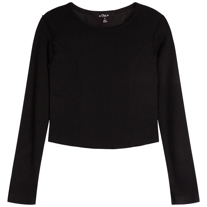 Black Long Sleeve Corset Top