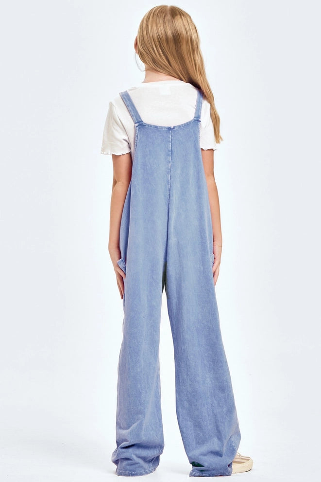 Mineral Wash Wide Leg Overalls