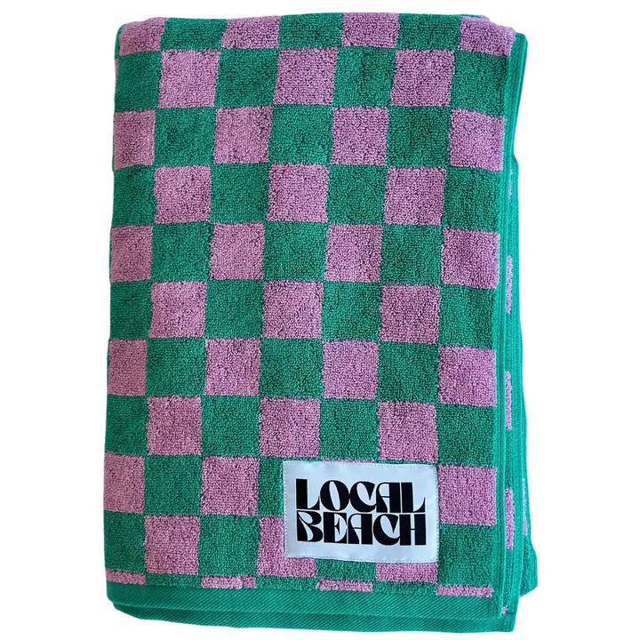 Kelly/Bubble Gum Plush Beach Towel