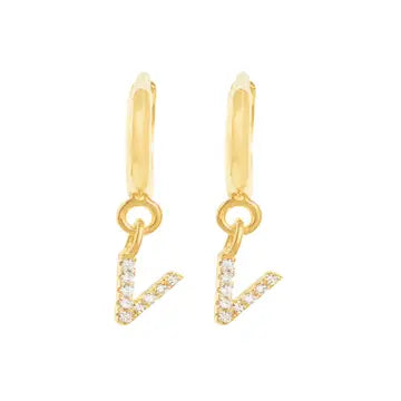 Caprice Pave Letter Huggie Earrings