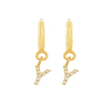 Caprice Pave Letter Huggie Earrings