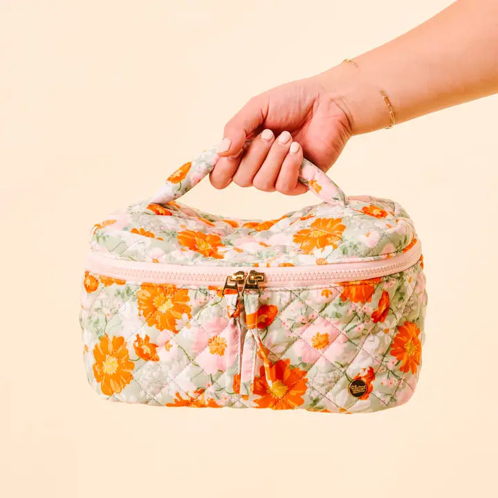Glam & Go Quilted Cosmetic Bag Sage Bouquet