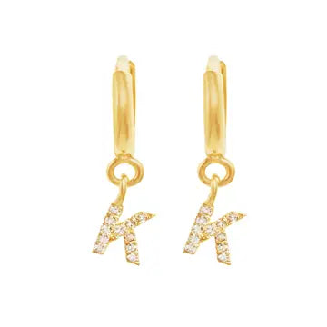 Caprice Pave Letter Huggie Earrings