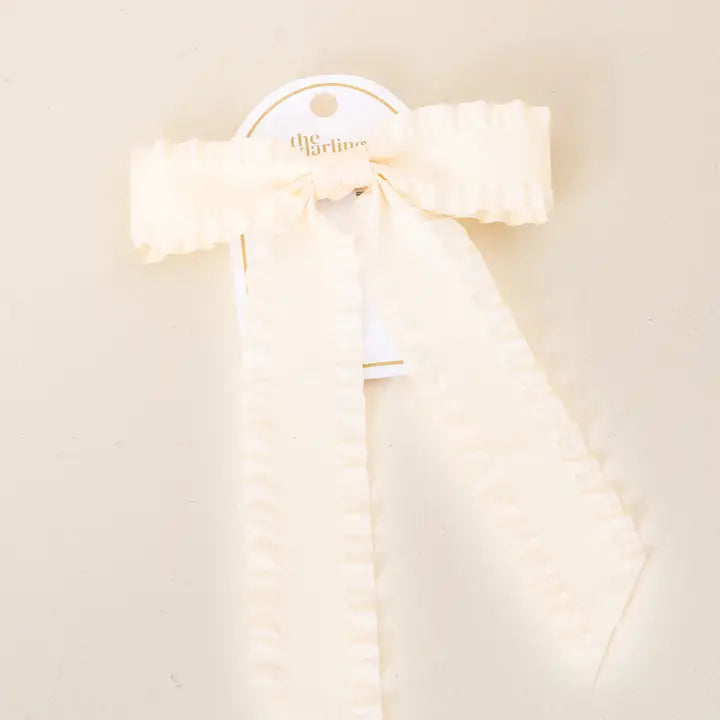 Cream Ruffle Hair Bow