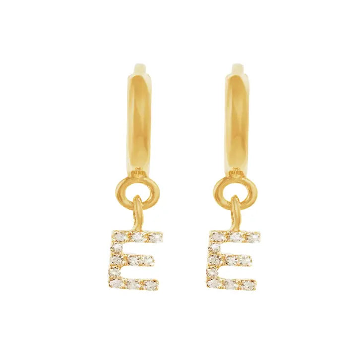 Caprice Pave Letter Huggie Earrings
