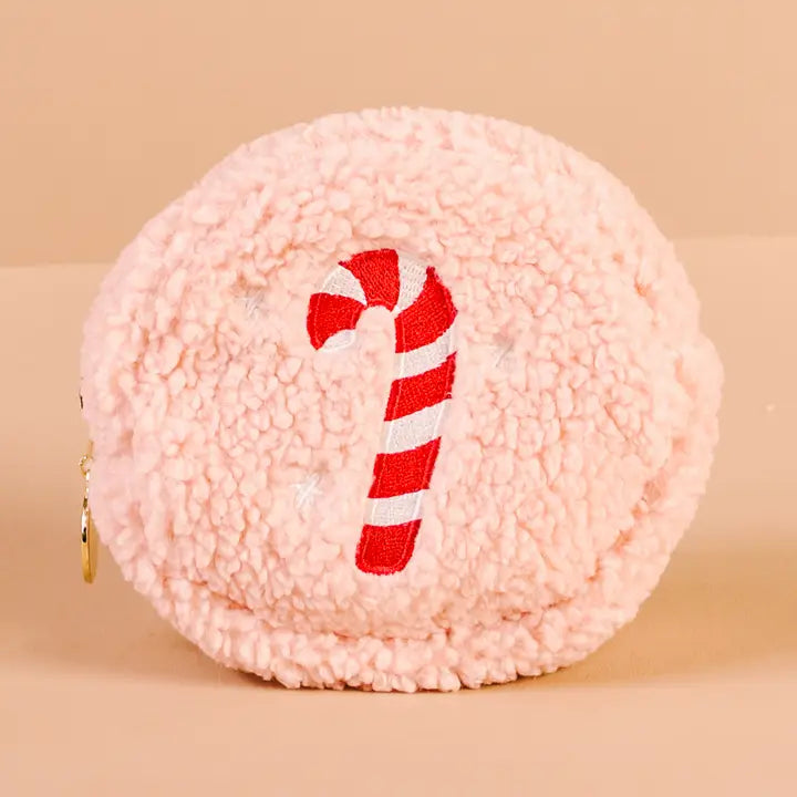 Candy Cane Sherpa Pouch