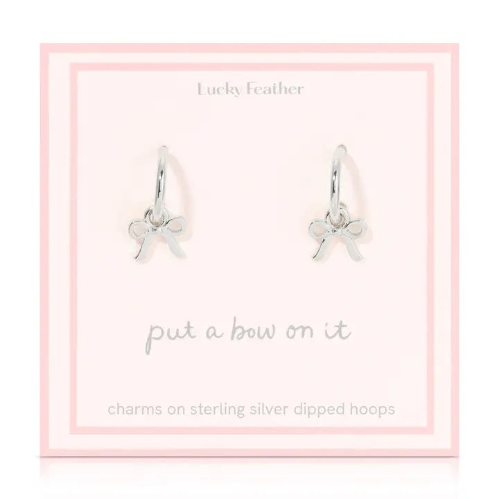 Lucky Feather Drop Hoop Earrings